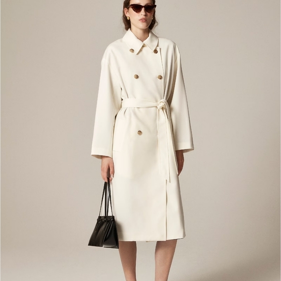 J. Crew Jackets & Blazers - J Crew Trench coat in wool blend Size 16 NWT Cream